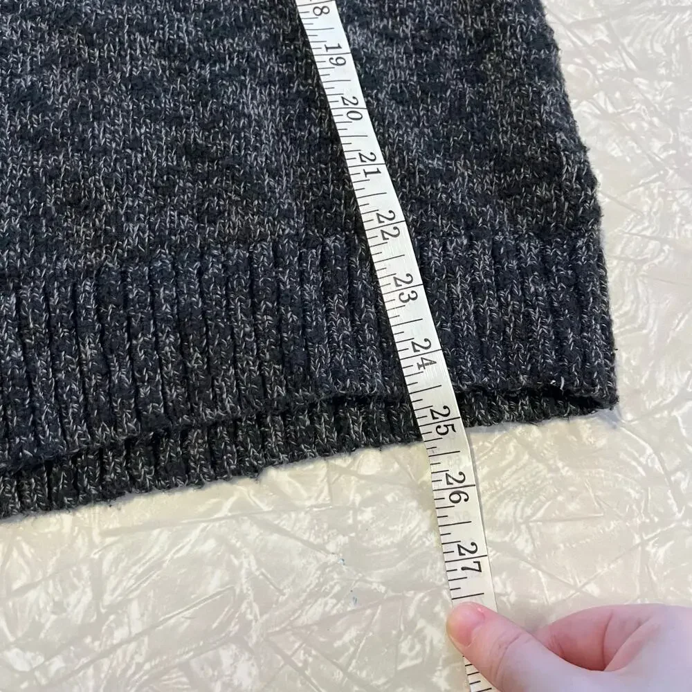 l.l. bean funnel neck marled grey black sweater size‎ medium knit winter cozy